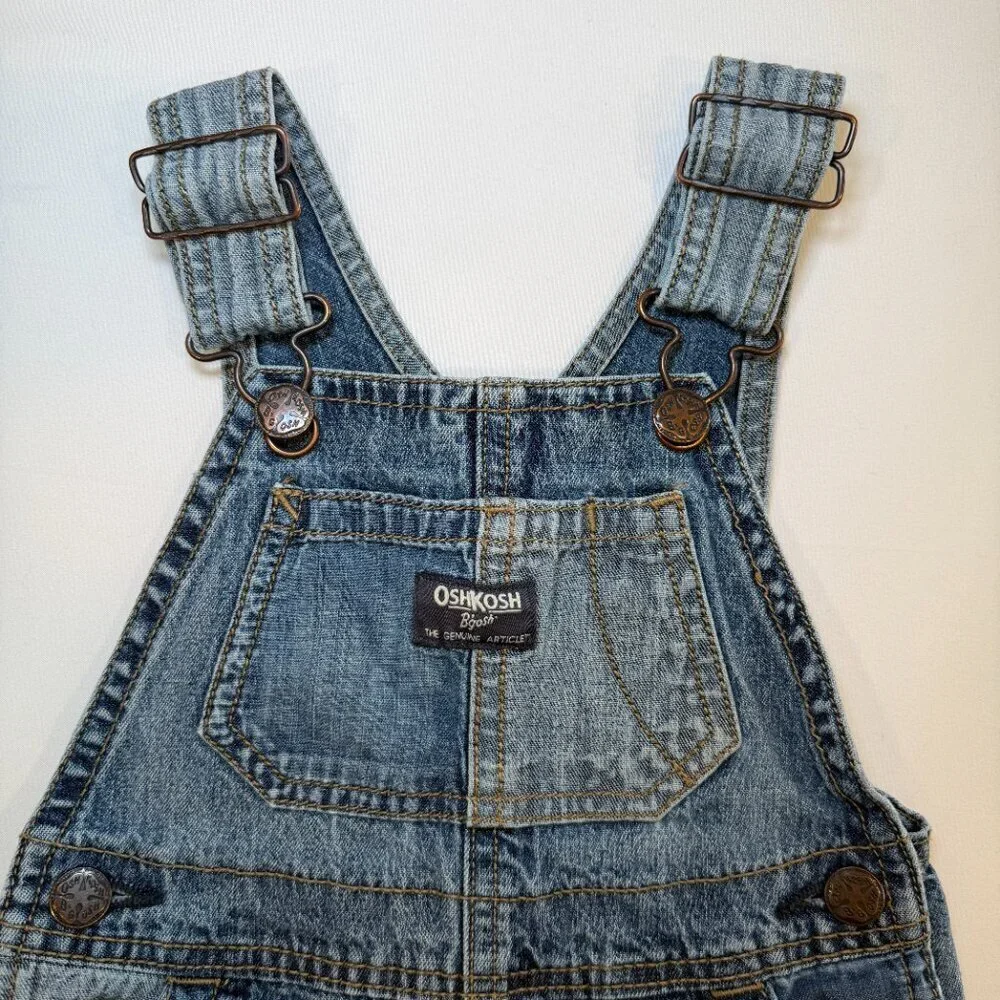 OSH KOSH B'Gosh Patchwork Denim Overalls Vestbak Blue 2T Vintage